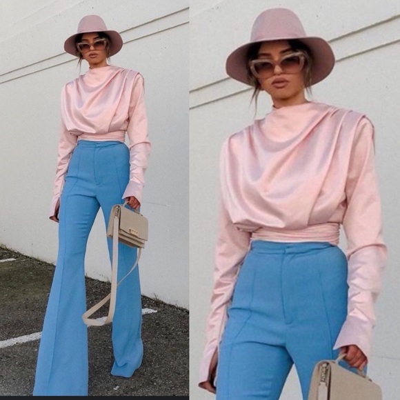 House of CB Giselle Blush pink Satin Bodysuit size XS‎ NWOT - Picture 14 of 15